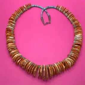 Santo Domingo-Tewa spiny oyster shell with turquoise necklace