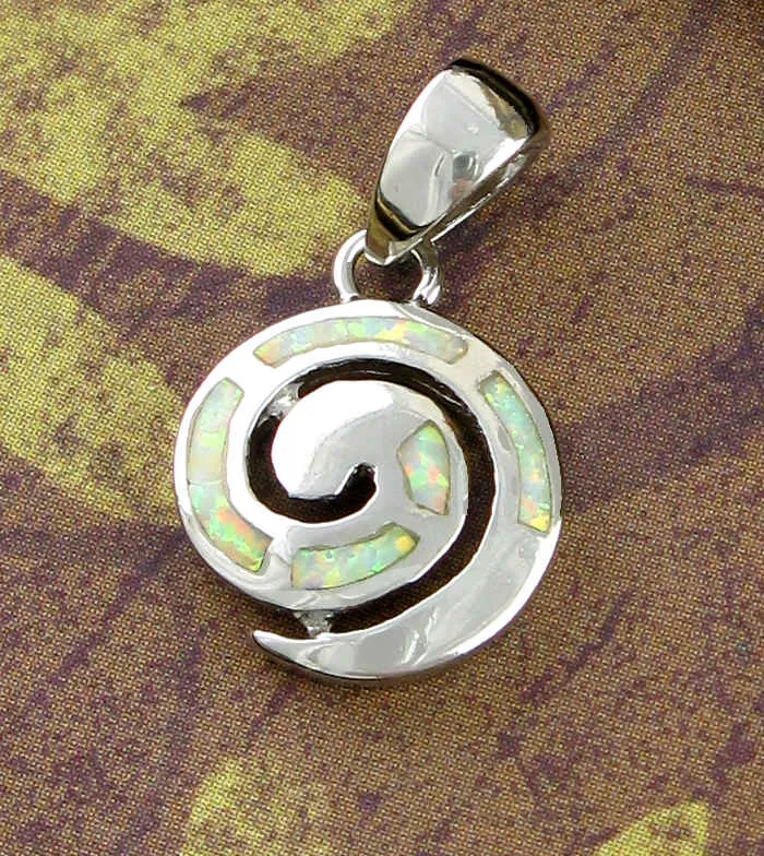 Spiral Pendant With Lab Opal