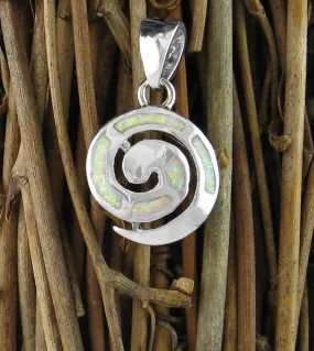 Spiral Pendant With Lab Opal