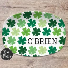 St. Patrick's Day Clover Shamrock Personalized Platter