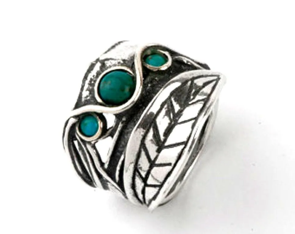 Sterling silver ring for woman, Handmade. Turquoise onyx ring , labradorite ring