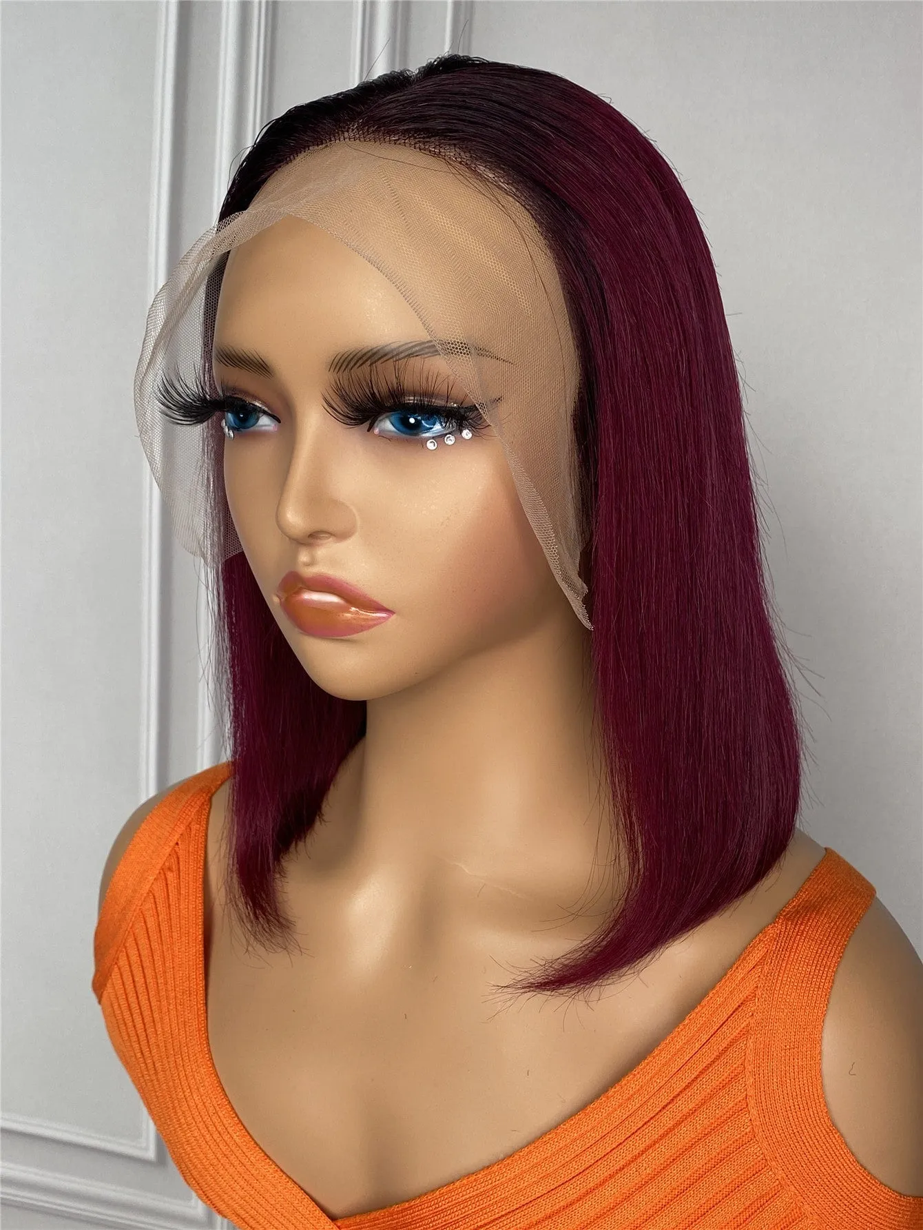 Straight Bob 13 X 4 Lace Front Human Hair Ombre Wig