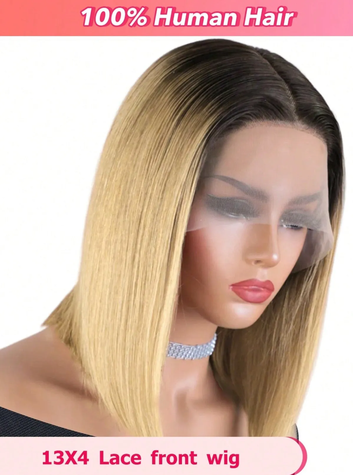 Straight Bob 13 X 4 Lace Front Human Hair Ombre Wig