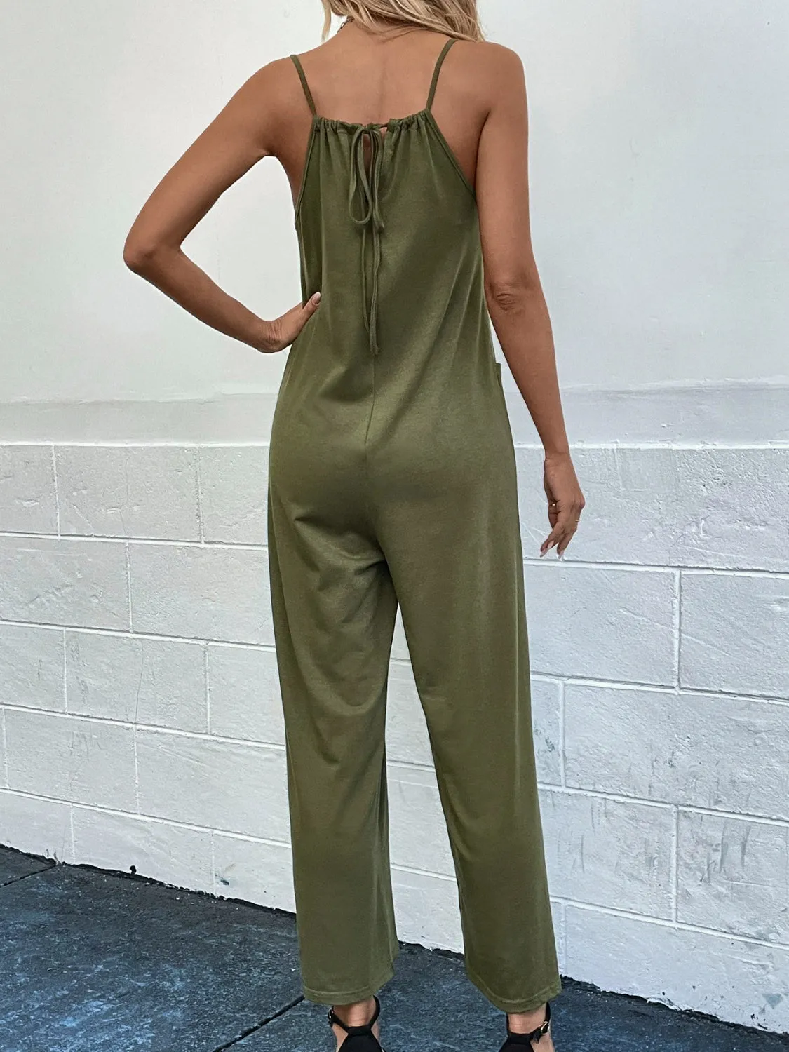 Sunset and Swim Pocketed Spaghetti Strap Wide Leg Jumpsuit