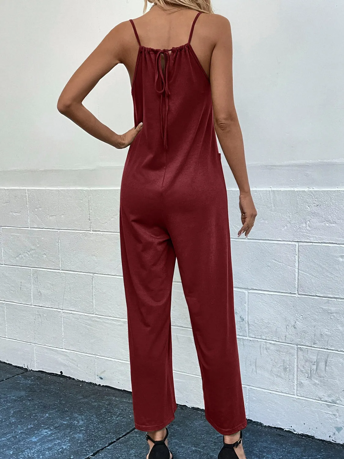 Sunset and Swim Pocketed Spaghetti Strap Wide Leg Jumpsuit