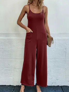 Sunset and Swim Pocketed Spaghetti Strap Wide Leg Jumpsuit