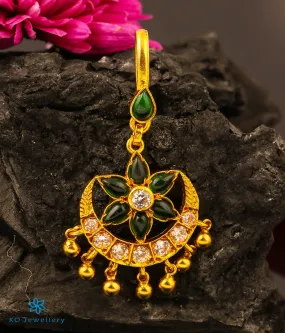 The Ajala Silver Bridal Maang Tikka (Green)