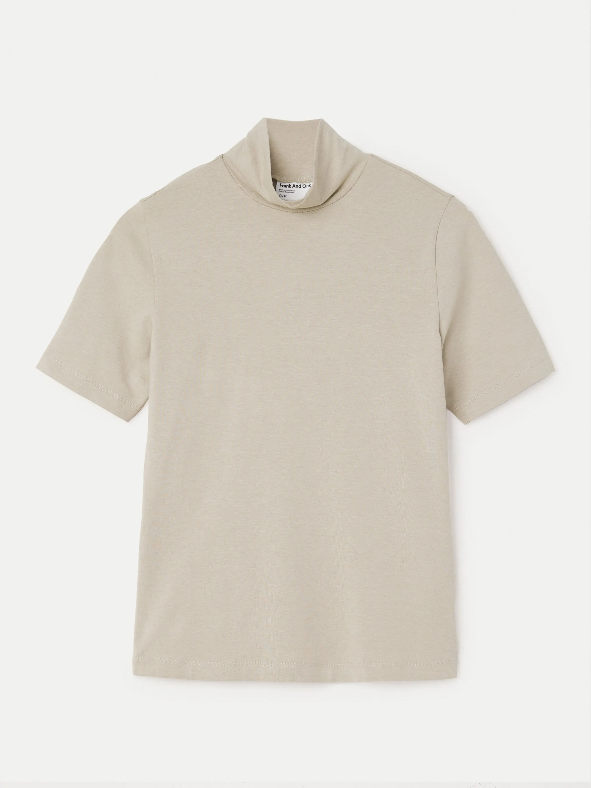 The Short Sleeve Mockneck in Light Beige