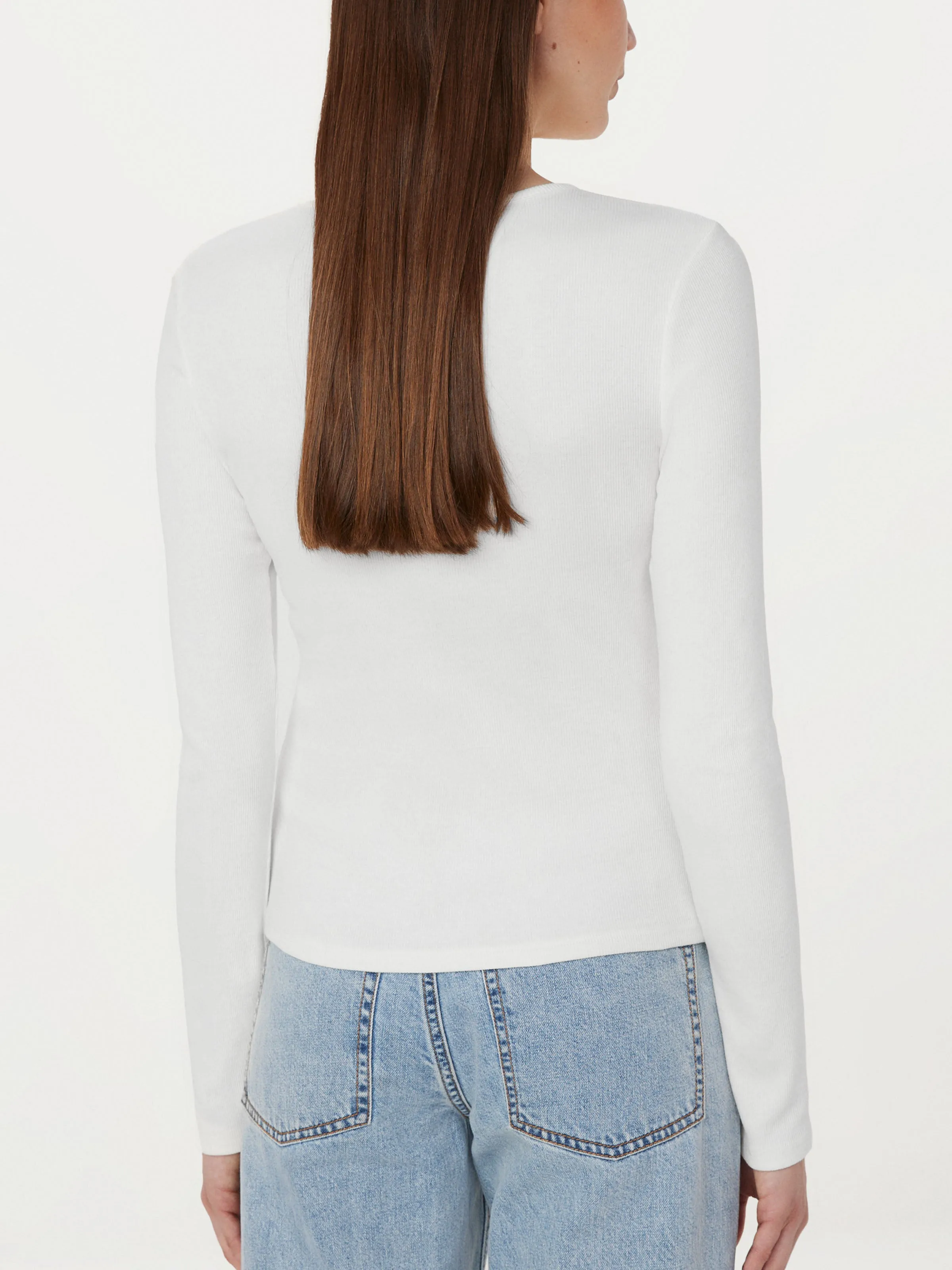 The Slim Ribbed Long Sleeve Top in White