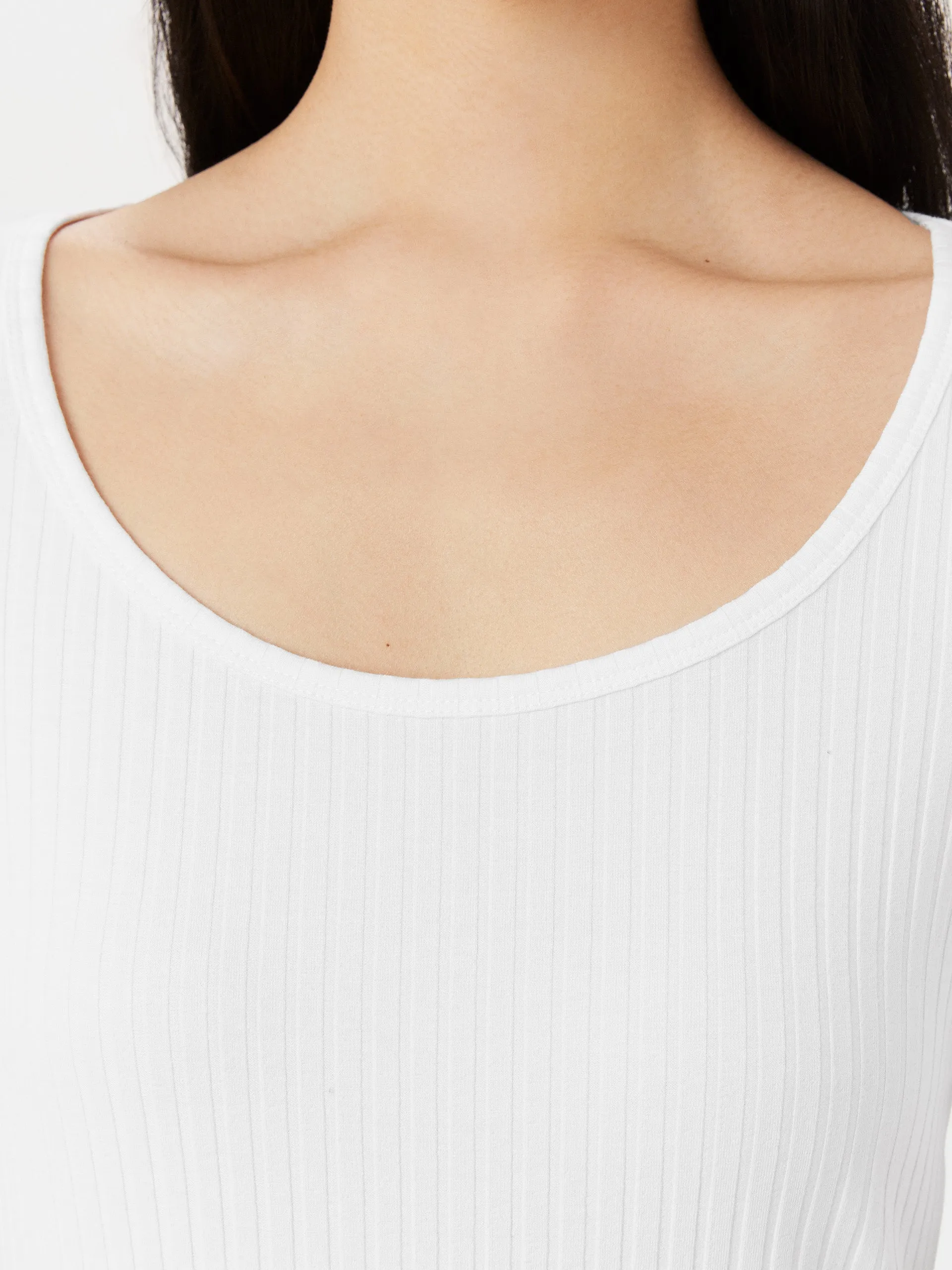 The Slim Ribbed Top in Bright White