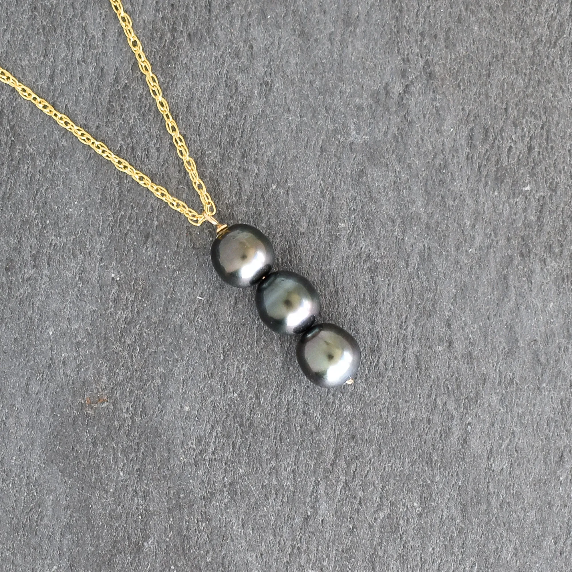 Three Tahitian Pearl Vertical Pendant Necklace