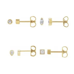 Tiny Gold Bezel Post Earrings