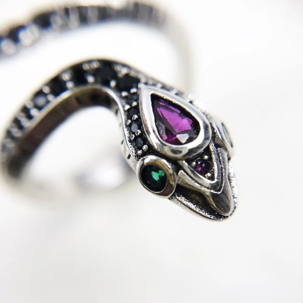 Unique Pure S925 Silver Snake Diamond Ring