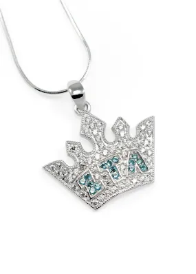 Zeta Tau Alpha Crown Pendant with blue Greek letters